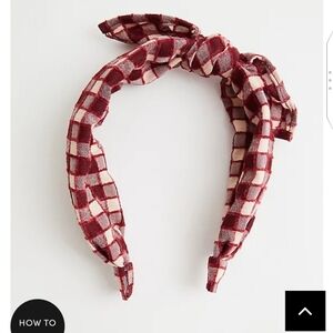🆕 BURGUNDY CHECKERED BOW HEADBAND